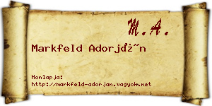 Markfeld Adorján névjegykártya